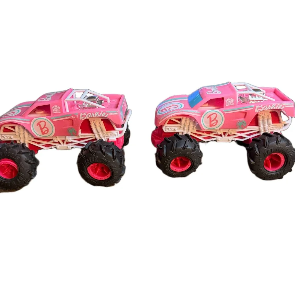 Hot Wheels Barbie Monster Trucks Pink HNV02 Set of 2 No Remotes